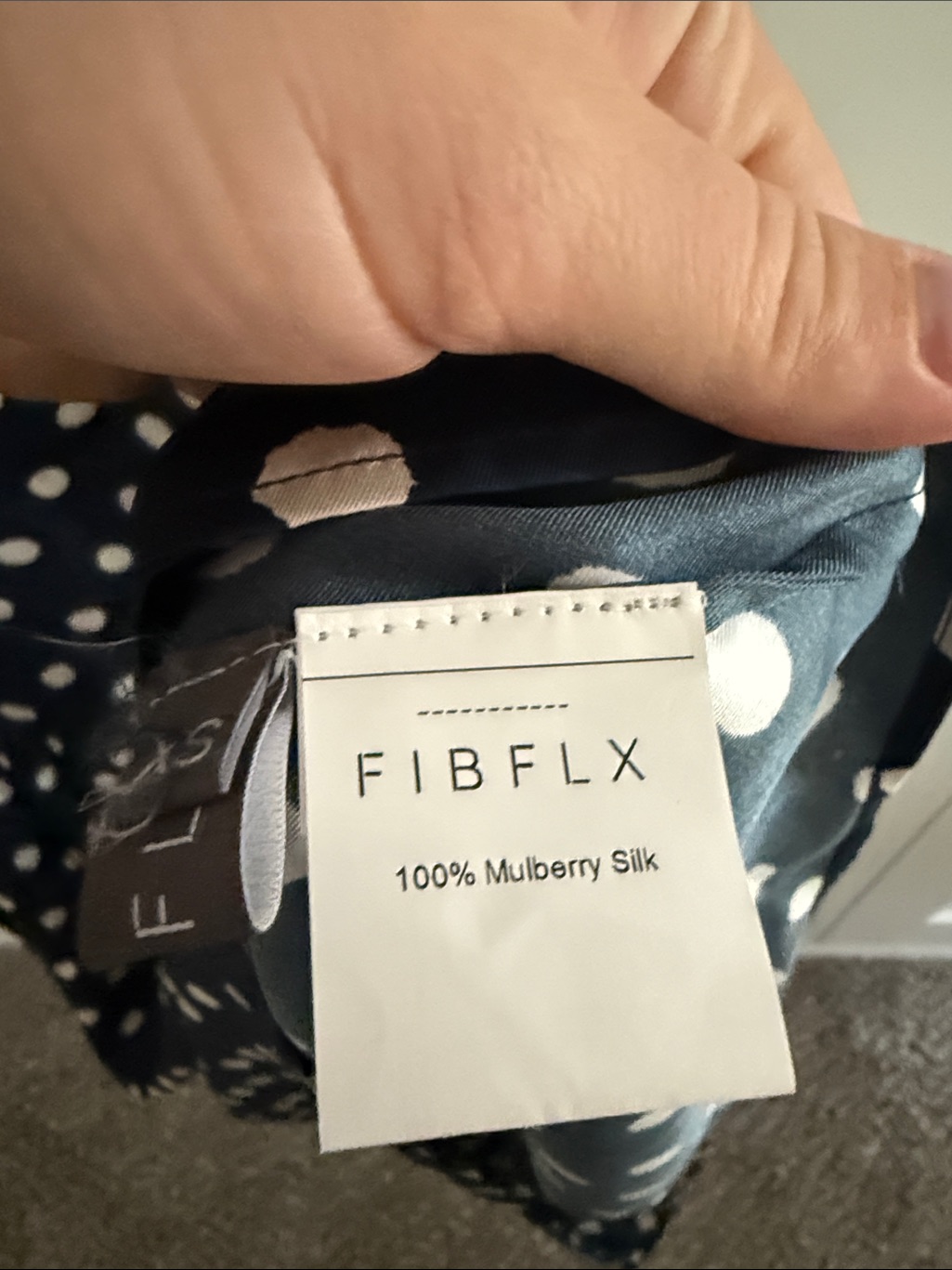 Navy Polka Dot Midi Dress Mulberry Silk — image 4 of 4